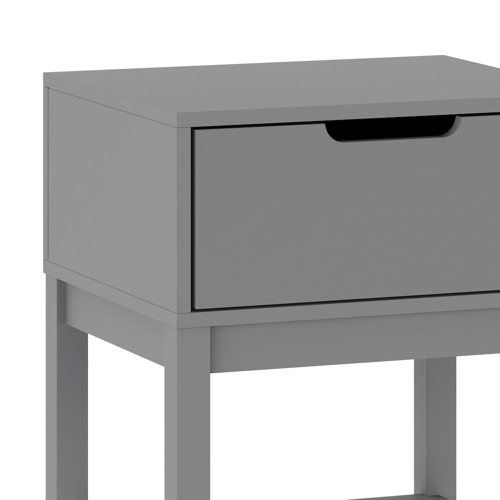 Dallas Wooden Night Stand, Bedroom Side Table with Storage Drawer in Gray. Picture 7