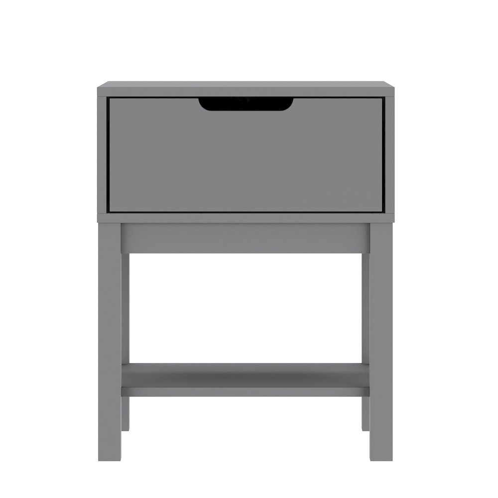 Dallas Wooden Night Stand, Bedroom Side Table with Storage Drawer in Gray. Picture 9