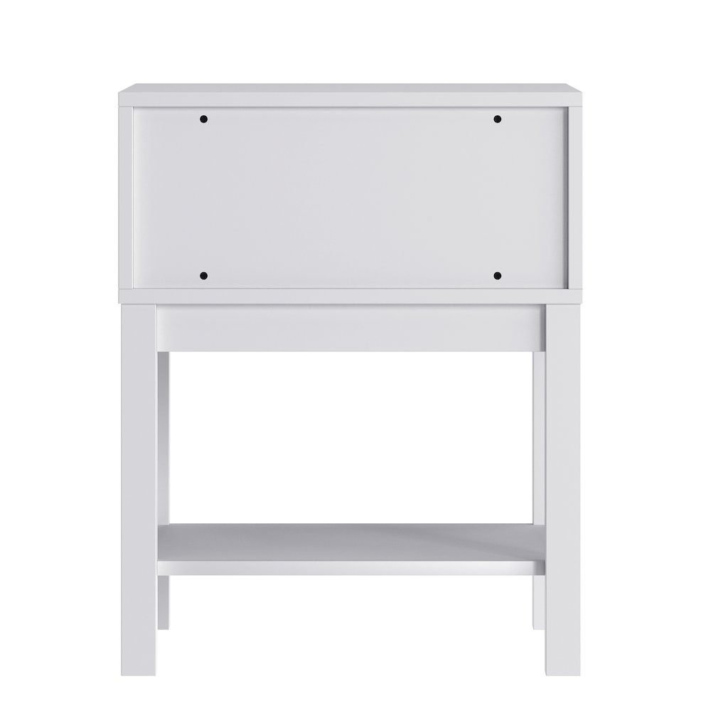 Dallas Wooden Night Stand, Bedroom Side Table with Storage Drawer in White. Picture 6