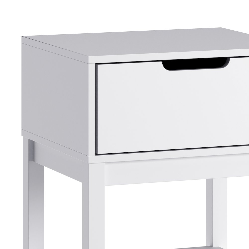 Dallas Wooden Night Stand, Bedroom Side Table with Storage Drawer in White. Picture 7