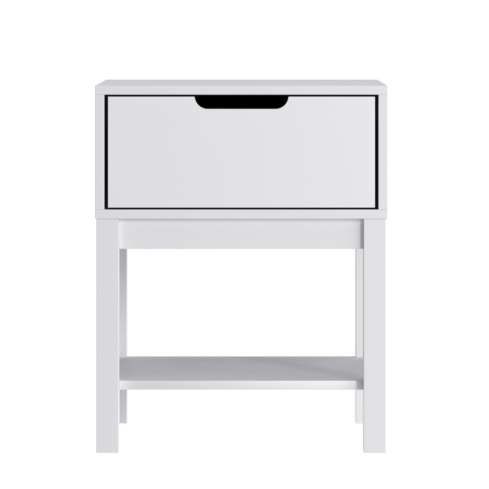 Dallas Wooden Night Stand, Bedroom Side Table with Storage Drawer in White. Picture 9