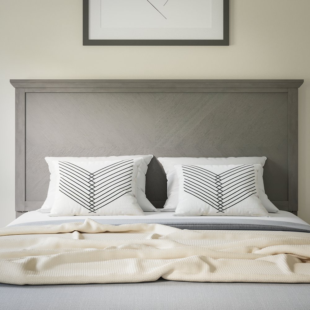 Contemporary Full Size Herringbone Pattern Headboard. Picture 7