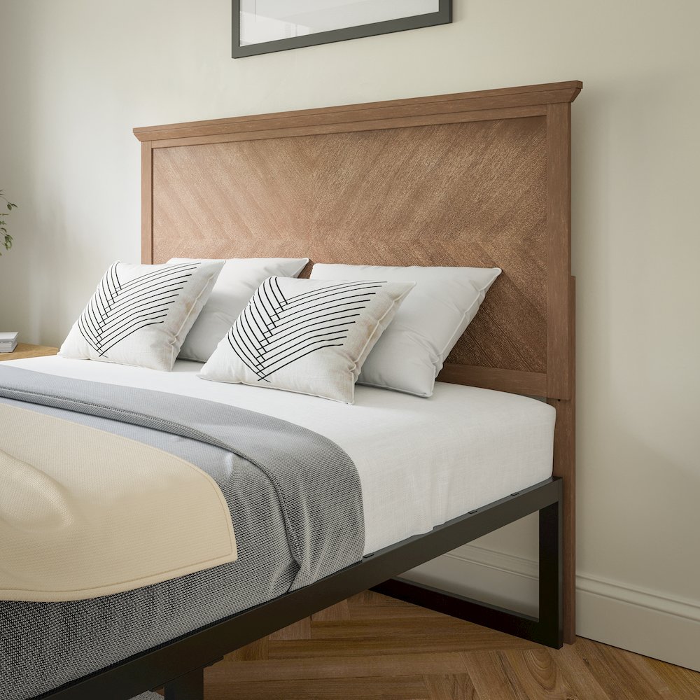Contemporary Full Size Herringbone Pattern Headboard. Picture 2