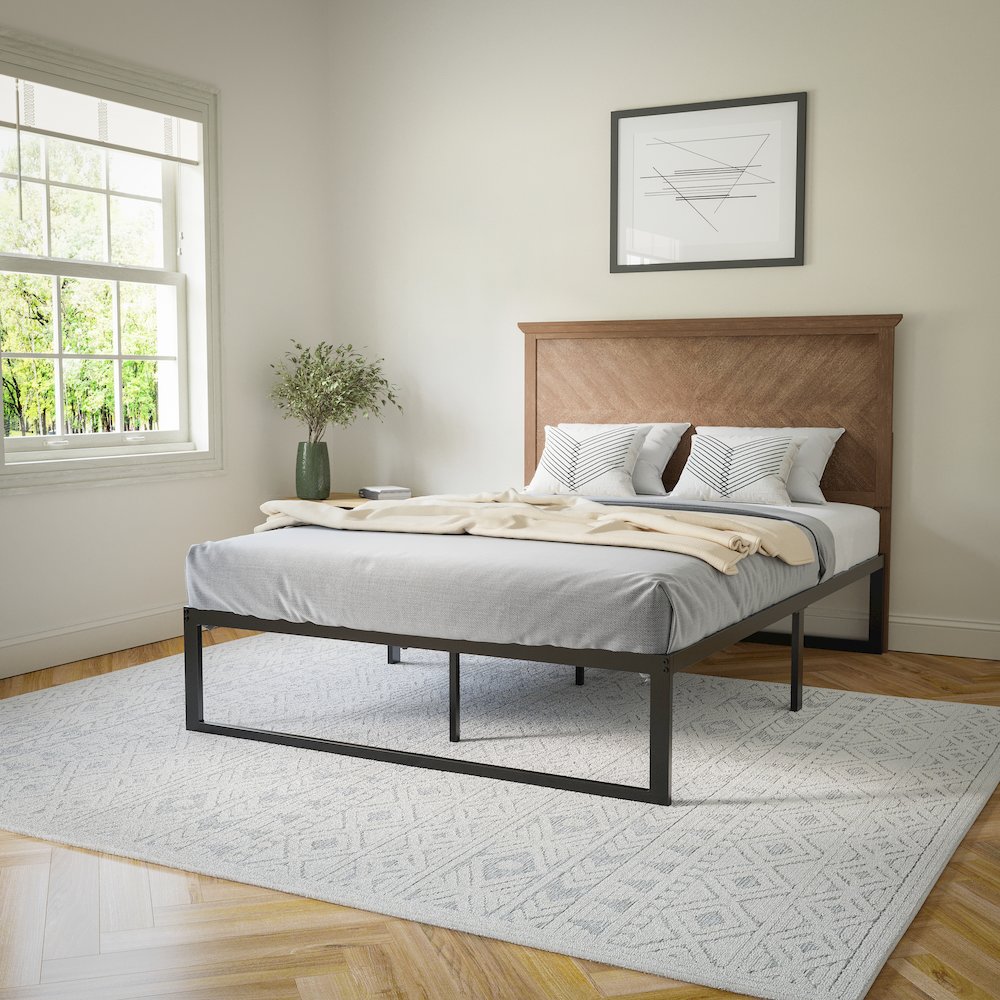 Contemporary Full Size Herringbone Pattern Headboard. Picture 6