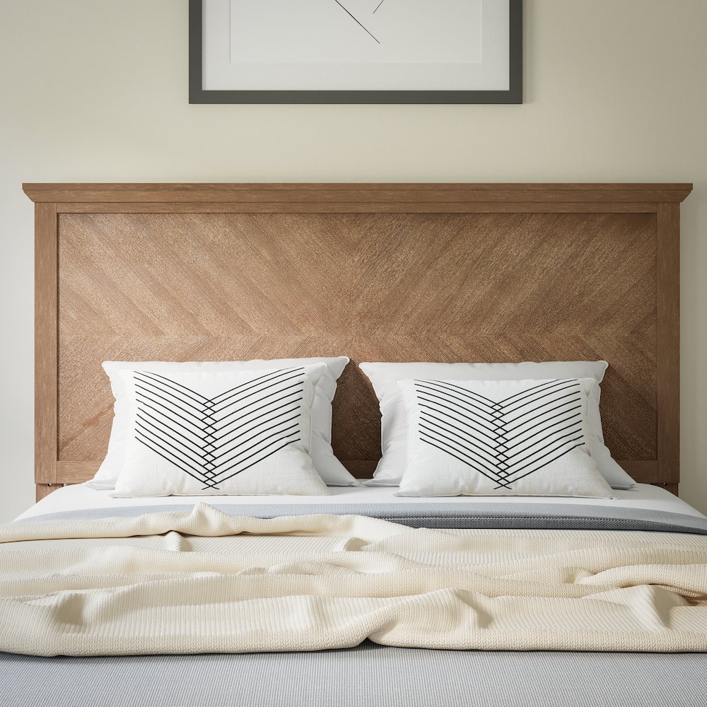 Contemporary Full Size Herringbone Pattern Headboard. Picture 7