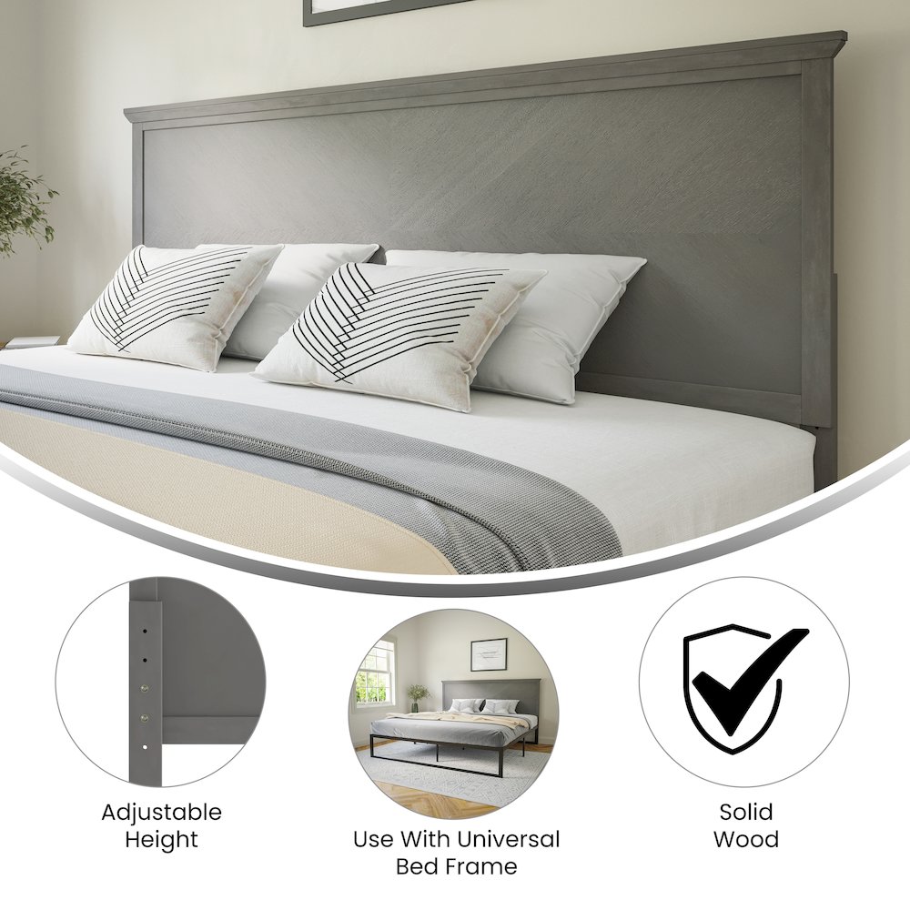 Contemporary King Size Herringbone Pattern Headboard. Picture 4