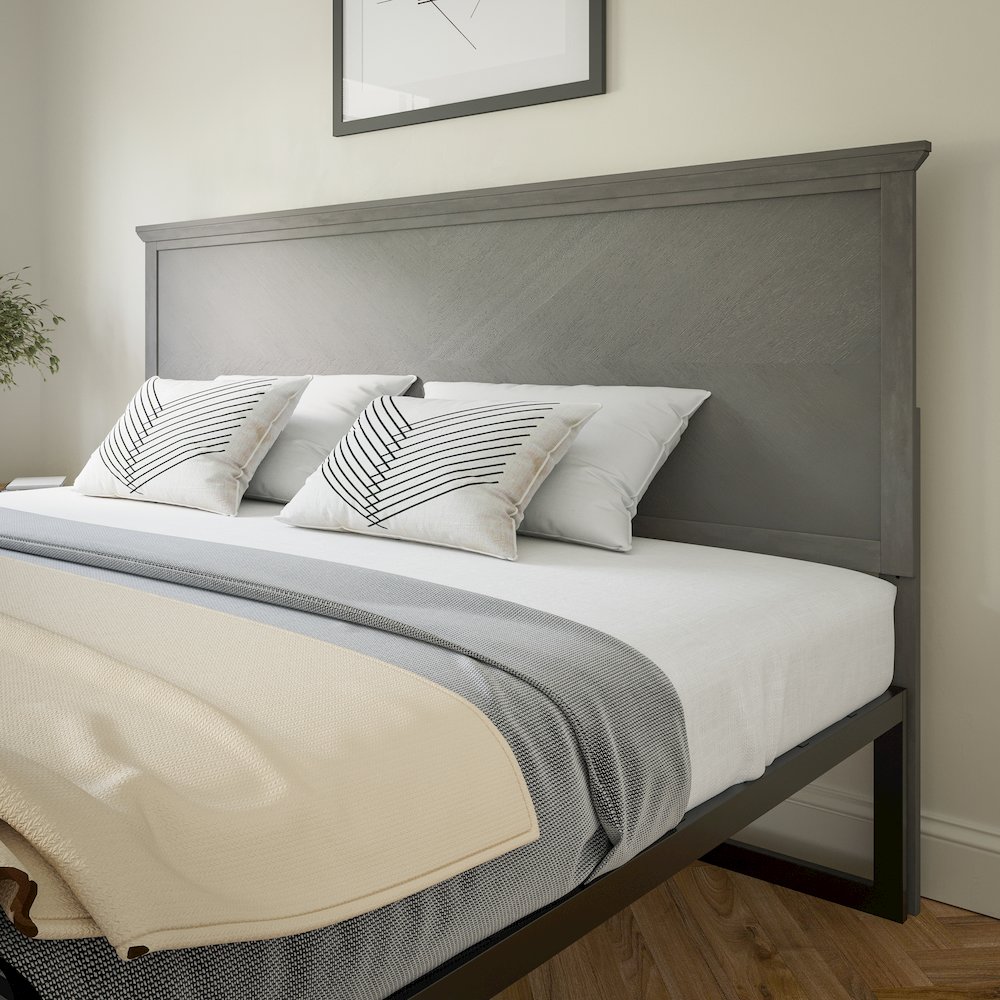 Contemporary King Size Herringbone Pattern Headboard. Picture 2