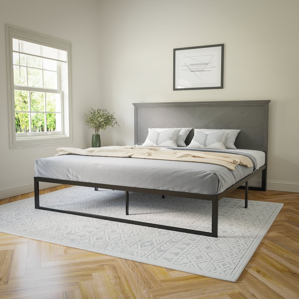Contemporary King Size Herringbone Pattern Headboard. Picture 6