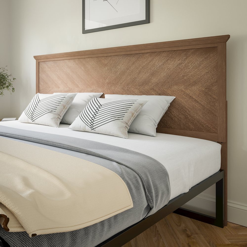 Contemporary King Size Herringbone Pattern Headboard. Picture 2