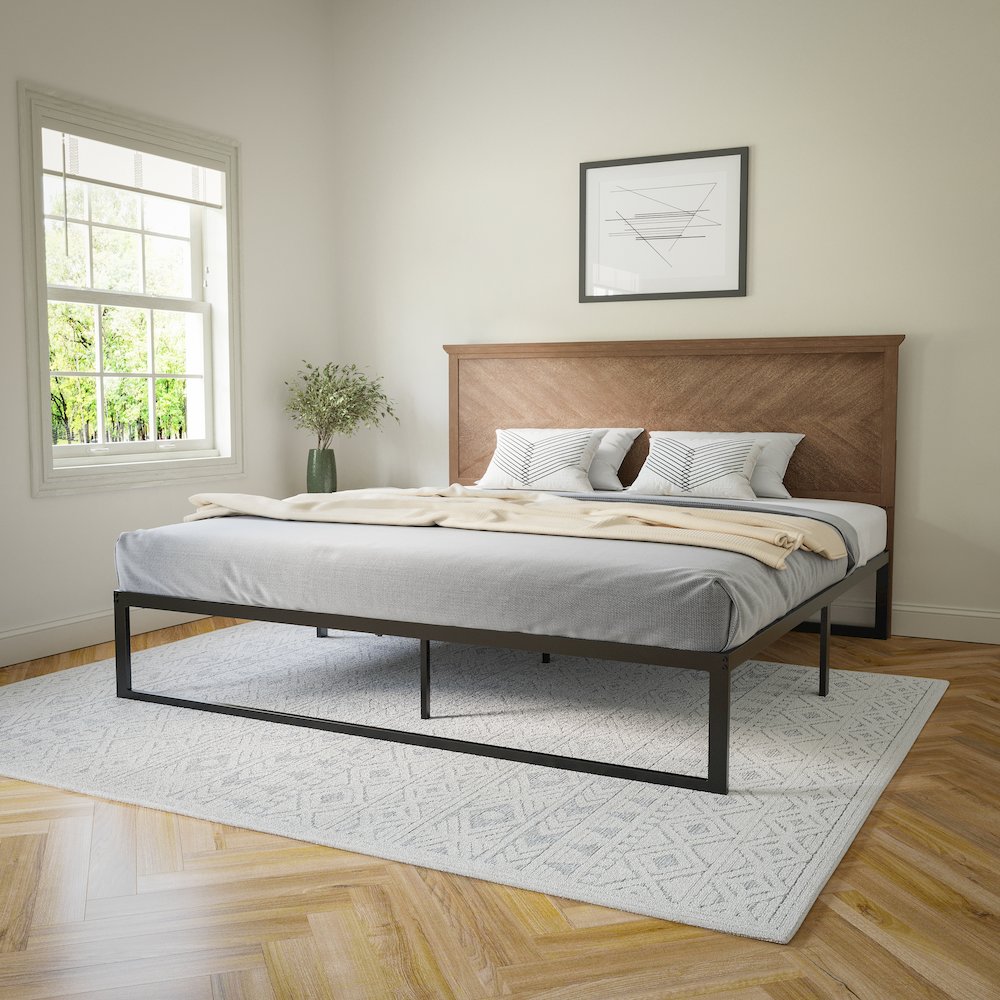 Contemporary King Size Herringbone Pattern Headboard. Picture 6