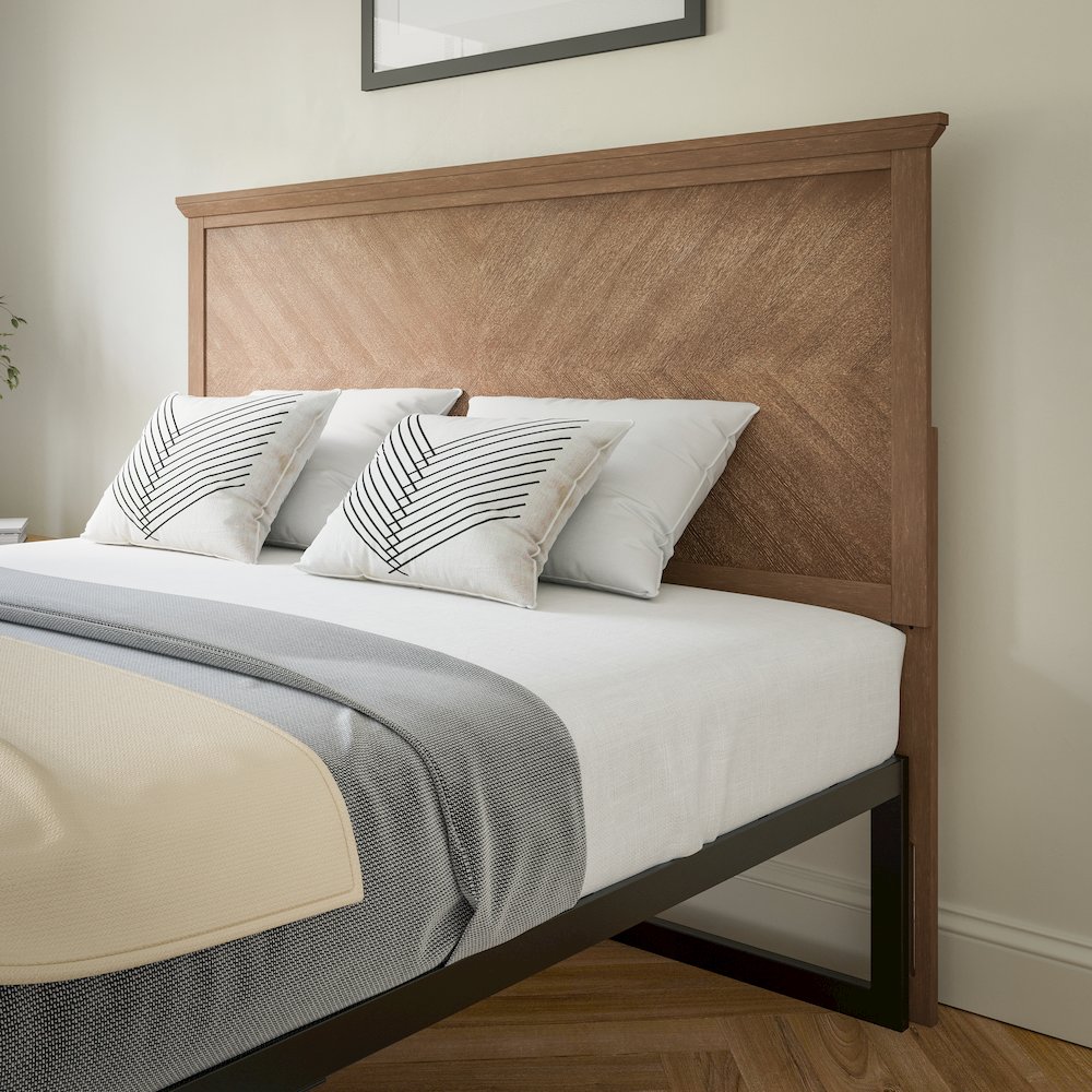 Contemporary Queen Size Herringbone Pattern Headboard. Picture 2