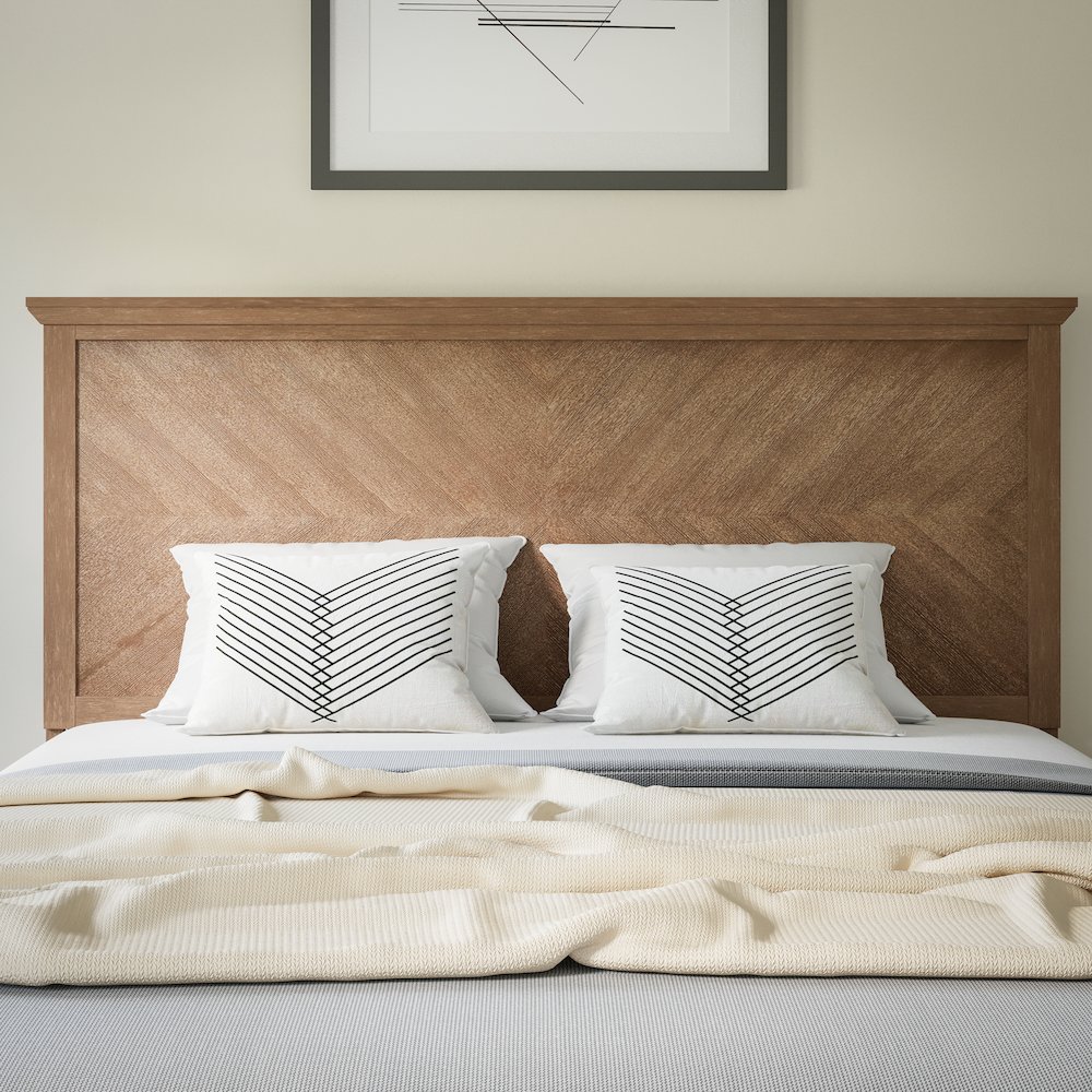 Contemporary Queen Size Herringbone Pattern Headboard. Picture 7