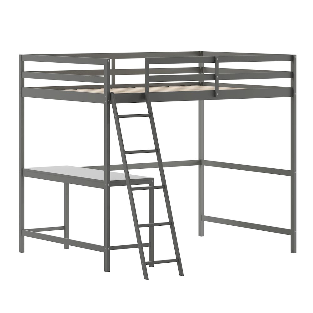 Full Loft Bed Frame with Desk. Picture 1