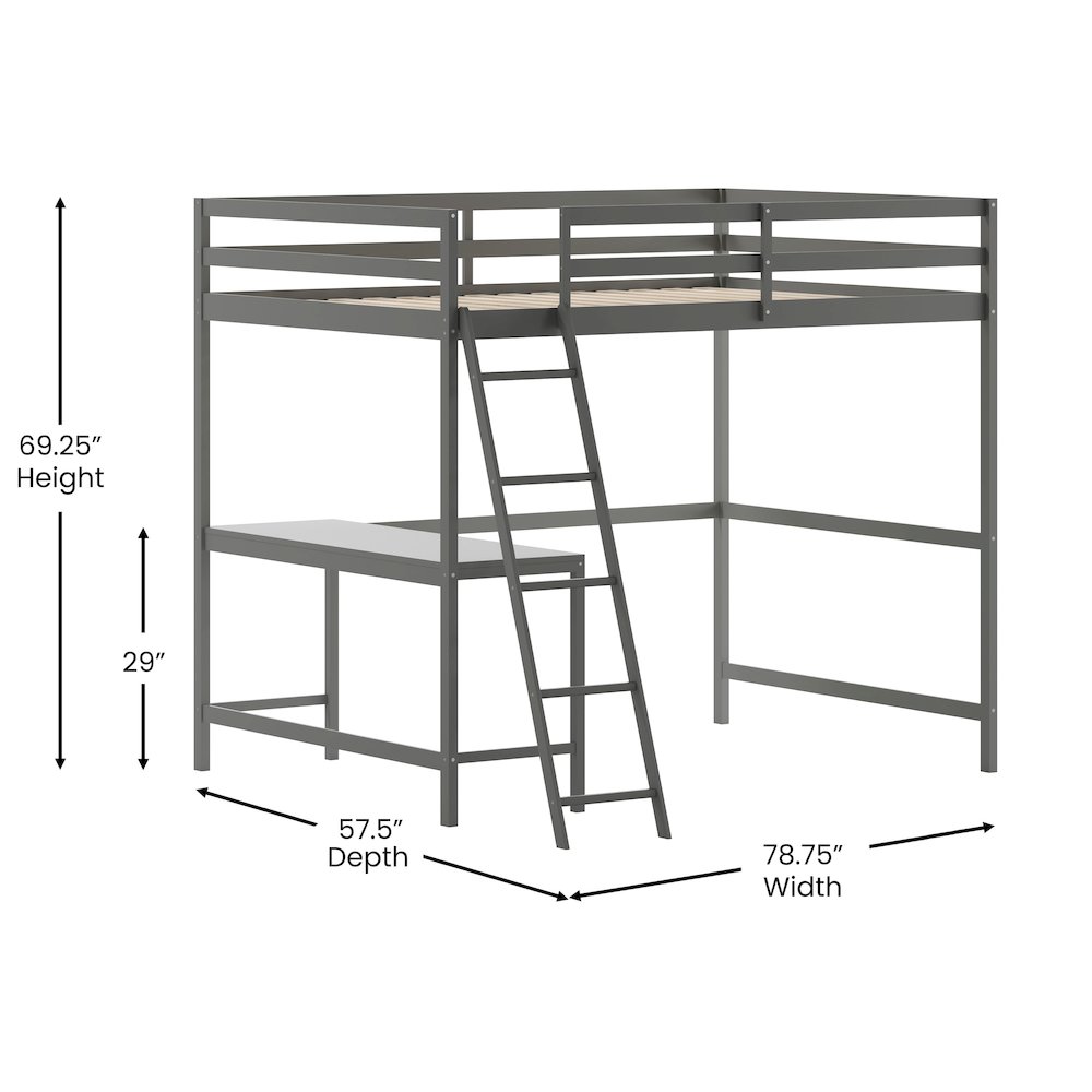 Full Loft Bed Frame with Desk. Picture 5