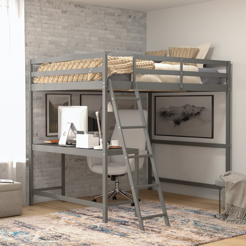 Full Loft Bed Frame with Desk. Picture 2