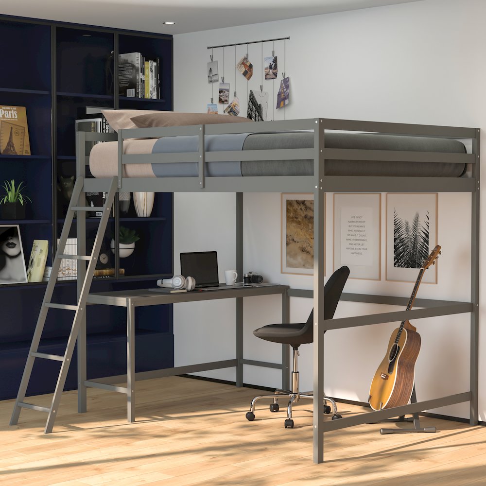 Full Loft Bed Frame with Desk. Picture 6