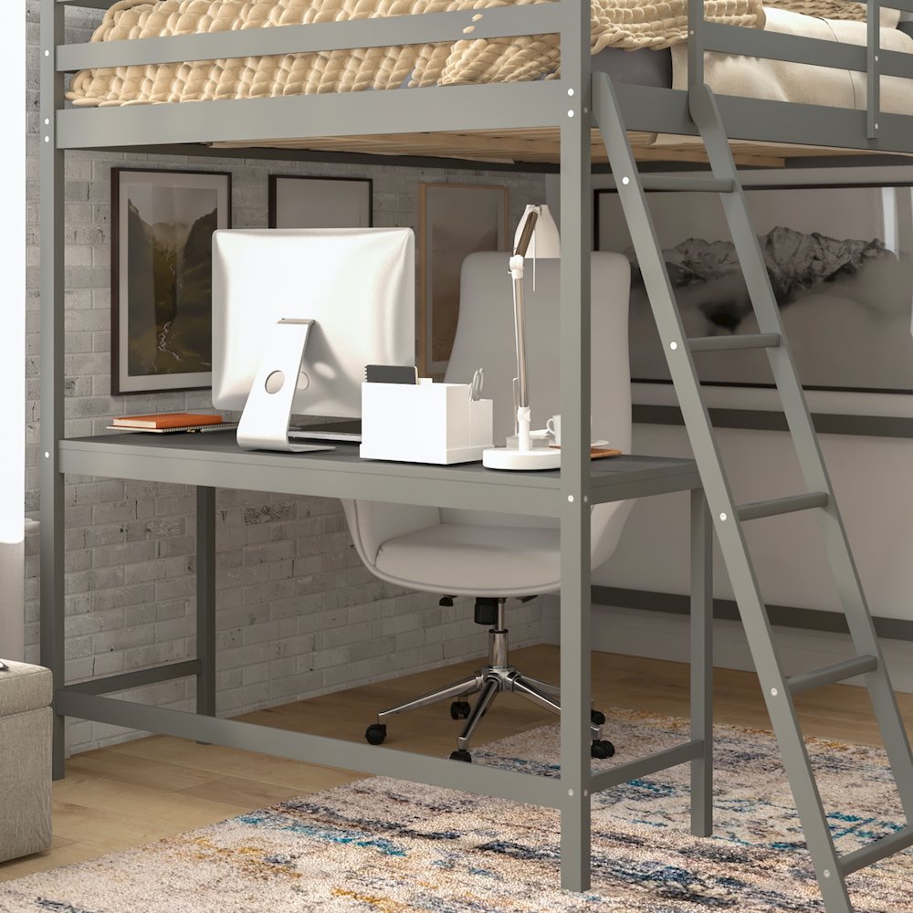 Full Loft Bed Frame with Desk. Picture 7