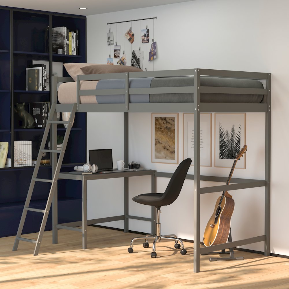 Twin Loft Bed Frame with Desk. Picture 6