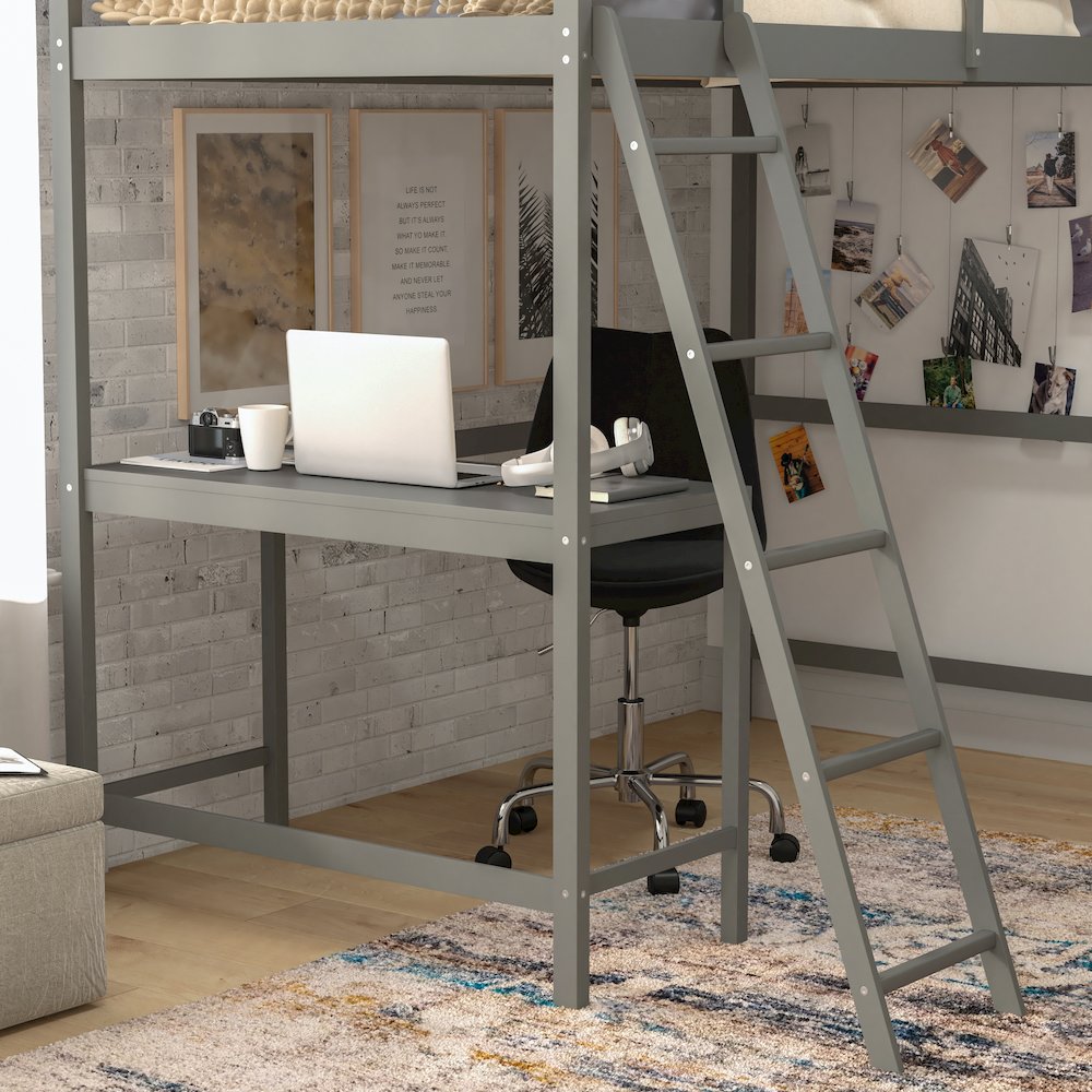 Twin Loft Bed Frame with Desk. Picture 7