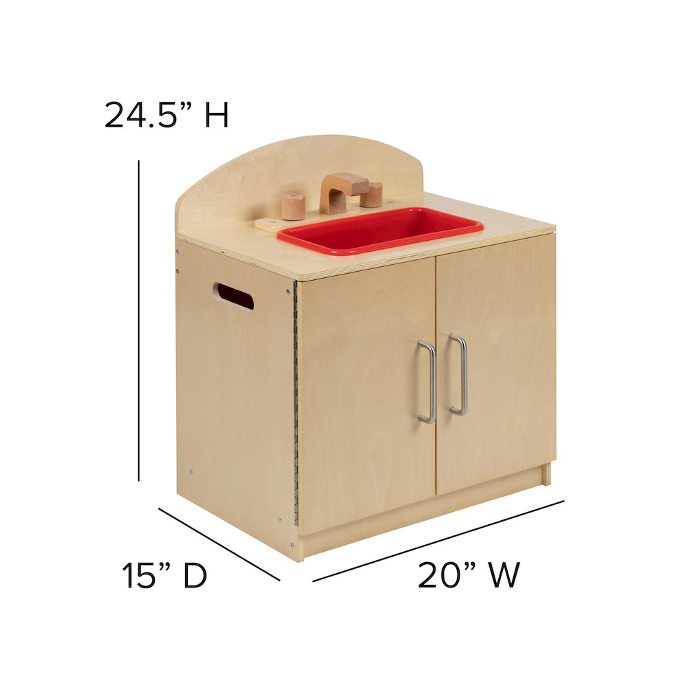 Children's Wooden Kitchen Sink for or Home Use - Safe, Kid Friendly Design. Picture 6