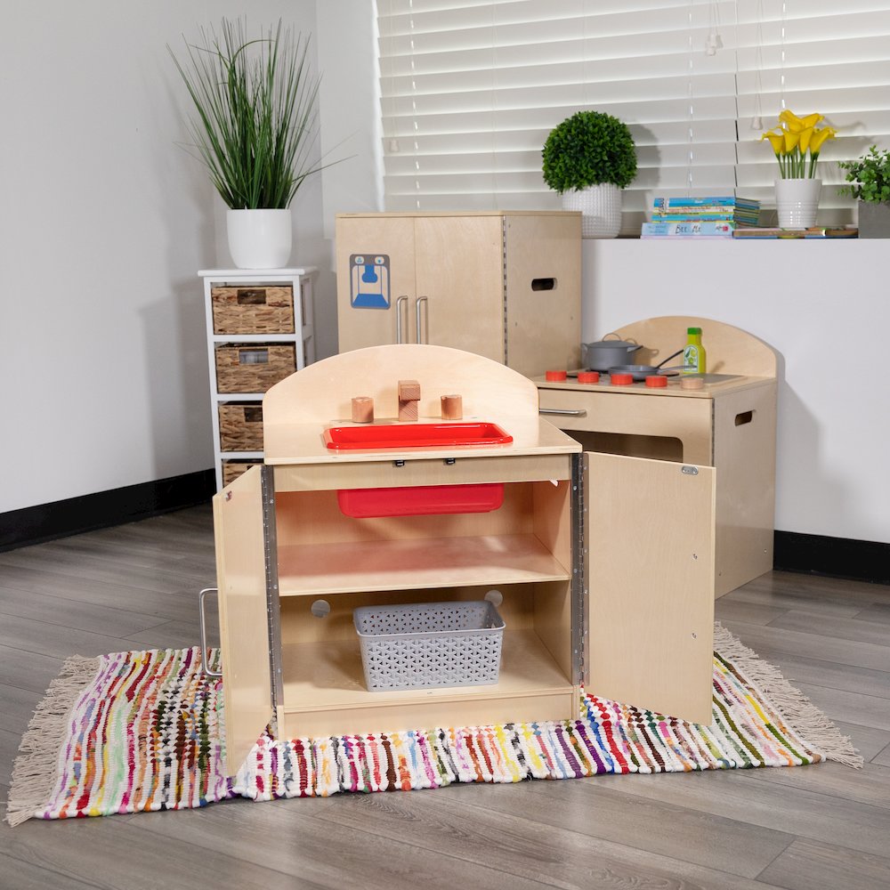 Children's Wooden Kitchen Sink for or Home Use - Safe, Kid Friendly Design. Picture 7