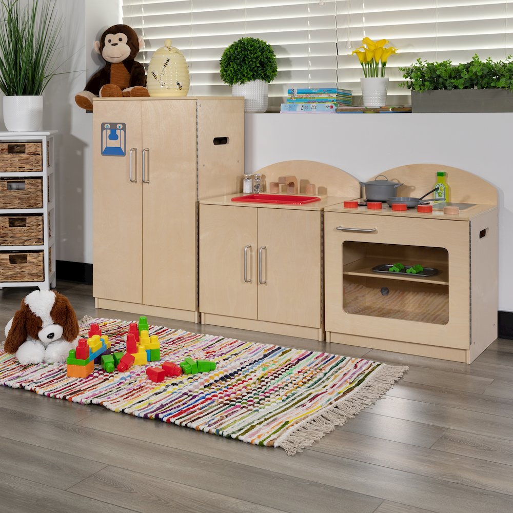 Children's Wooden Kitchen Set - Stove, Sink and Refrigerator. Picture 3
