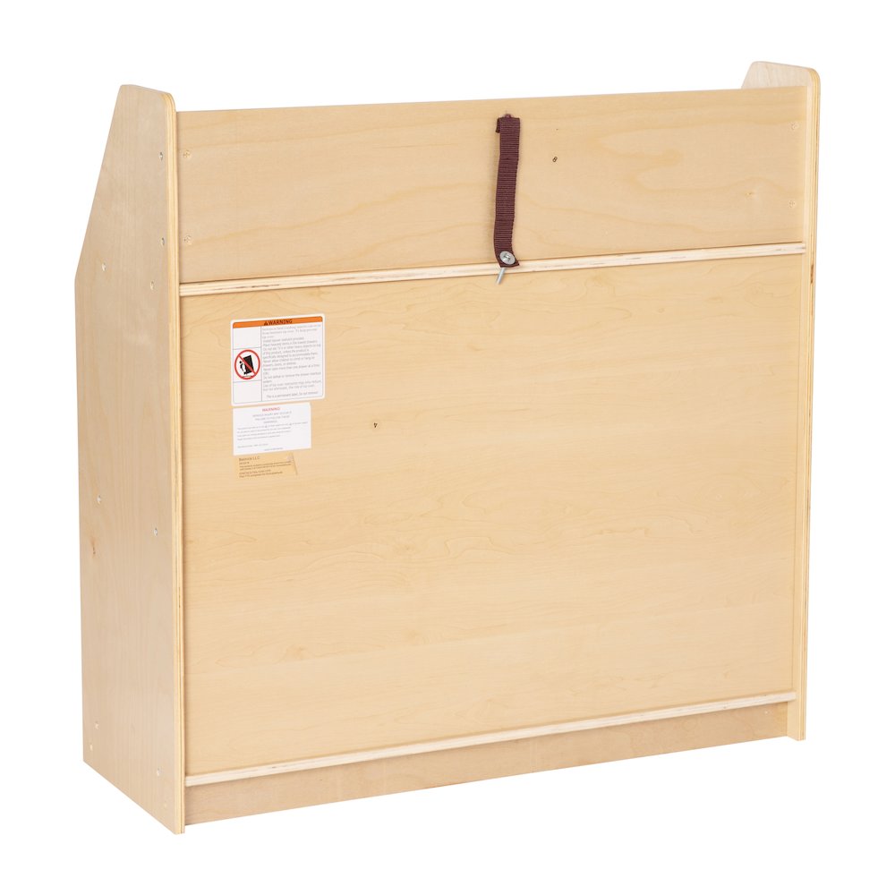 Natural Wooden 3 Shelf Book Display with Safe. Picture 7