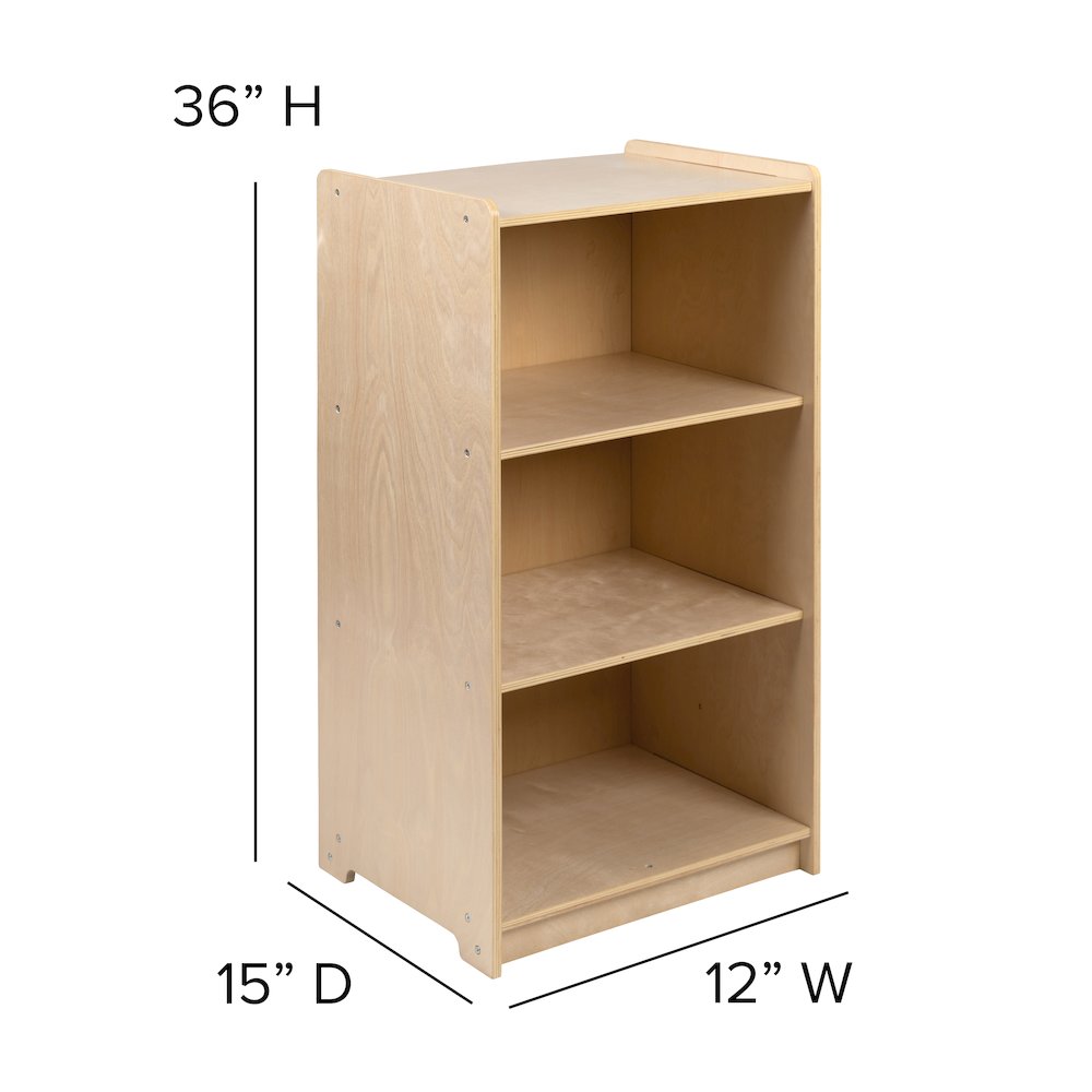 Wooden 3 Section School Classroom Storage Cabinet - 36"H (Natural). Picture 7