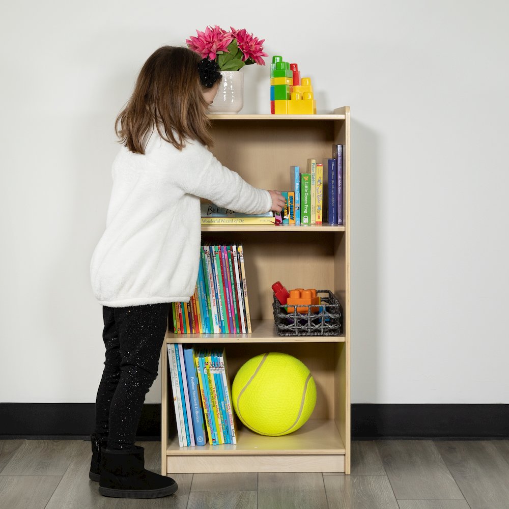 Wooden 3 Section School Classroom Storage Cabinet - 36"H (Natural). Picture 2