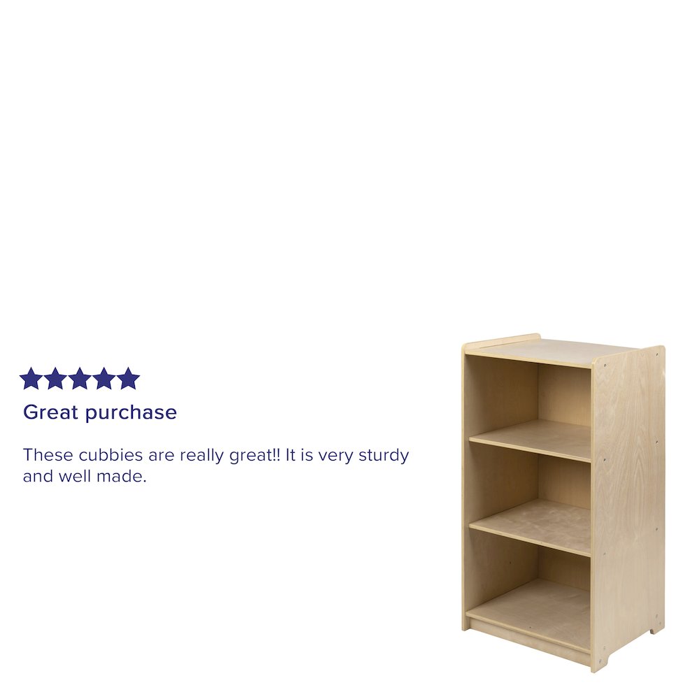 Wooden 3 Section School Classroom Storage Cabinet - 36"H (Natural). Picture 5