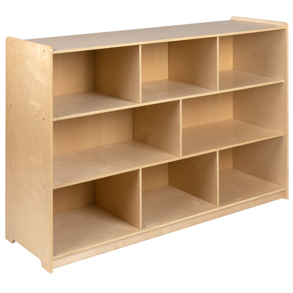 Wooden 8 Section School Classroom Storage Cabinet - 36"H (Natural). Picture 1