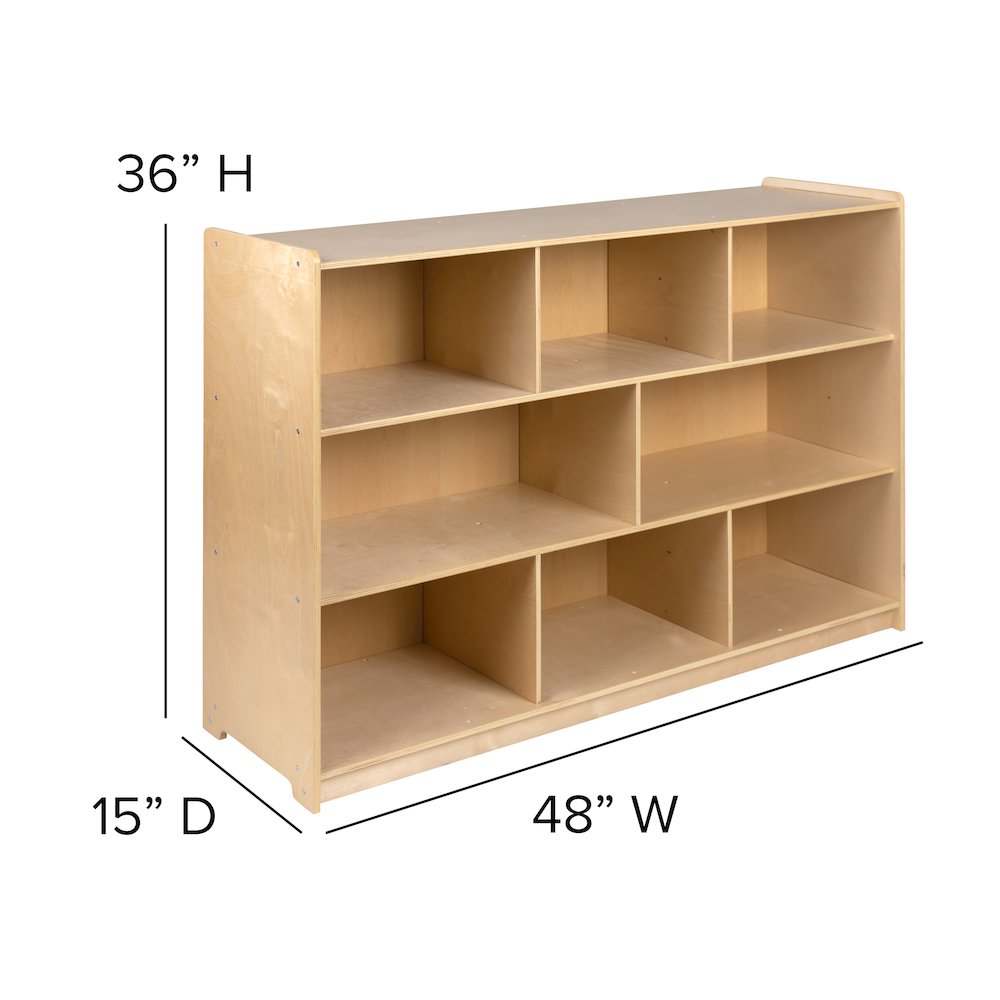 Wooden 8 Section School Classroom Storage Cabinet - 36"H (Natural). Picture 7