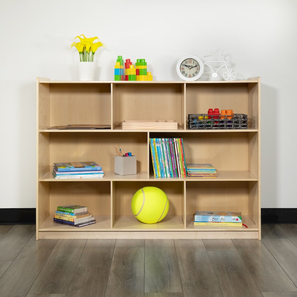 Wooden 8 Section School Classroom Storage Cabinet - 36"H (Natural). Picture 3