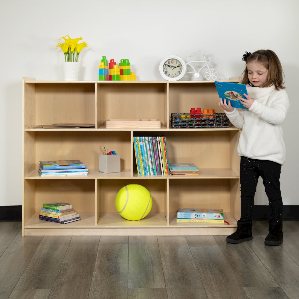 Wooden 8 Section School Classroom Storage Cabinet - 36"H (Natural). Picture 2