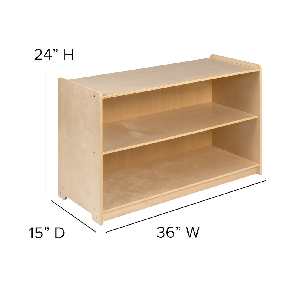 Wooden 2 Section School Classroom Storage Cabinet - 24"H x 36"L (Natural). Picture 7