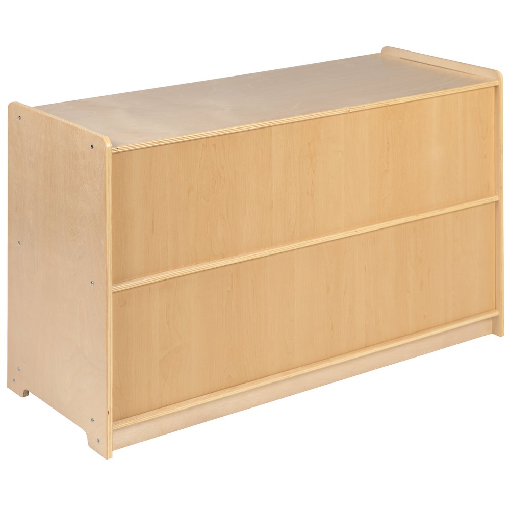 Wooden 2 Section School Classroom Storage Cabinet - 24"H x 36"L (Natural). Picture 8