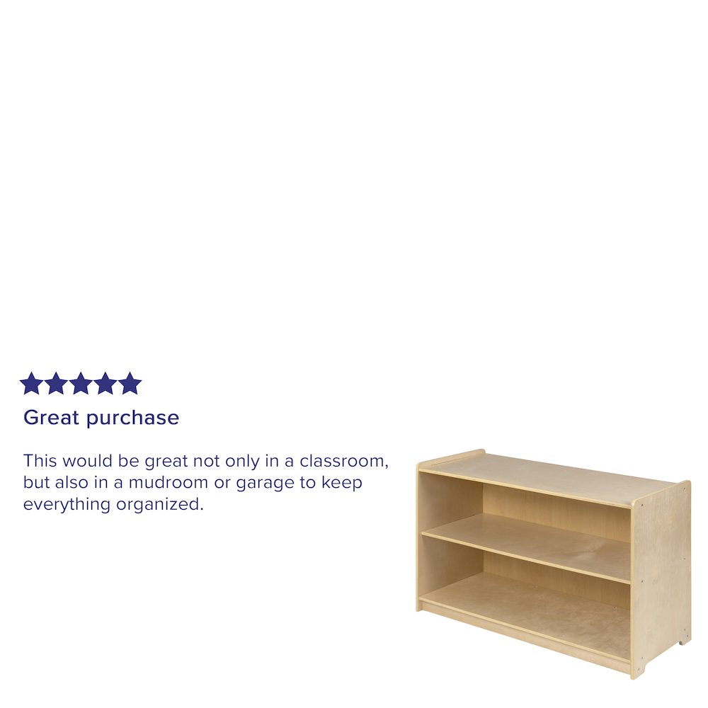 Wooden 2 Section School Classroom Storage Cabinet - 24"H x 36"L (Natural). Picture 5