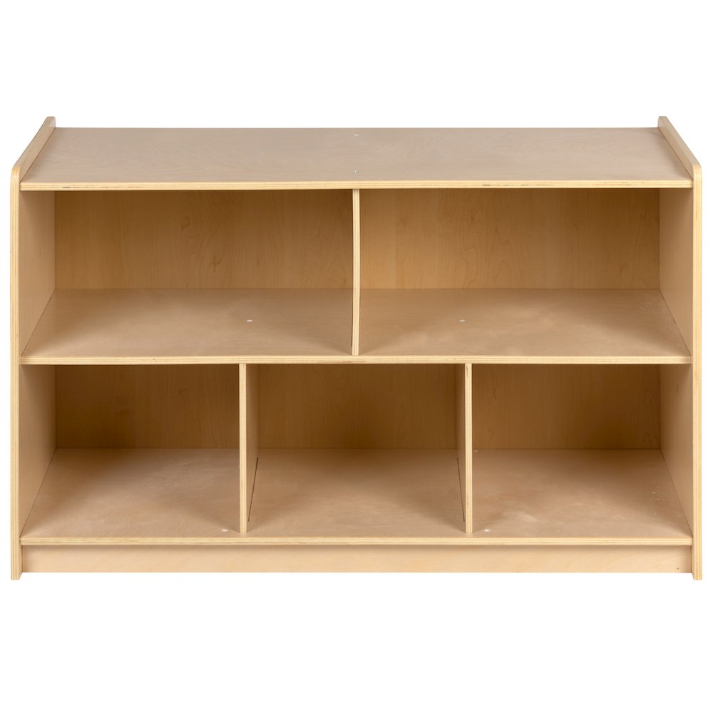 Wooden 5 Section School Classroom Storage Cabinet - 24"H x 36"L (Natural). Picture 10