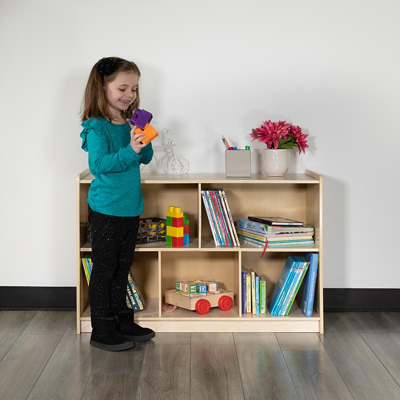 Wooden 5 Section School Classroom Storage Cabinet - 24"H x 36"L (Natural). Picture 2