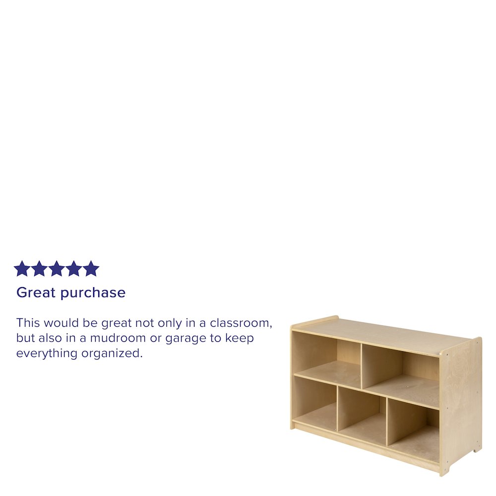 Wooden 5 Section School Classroom Storage Cabinet - 24"H x 36"L (Natural). Picture 5