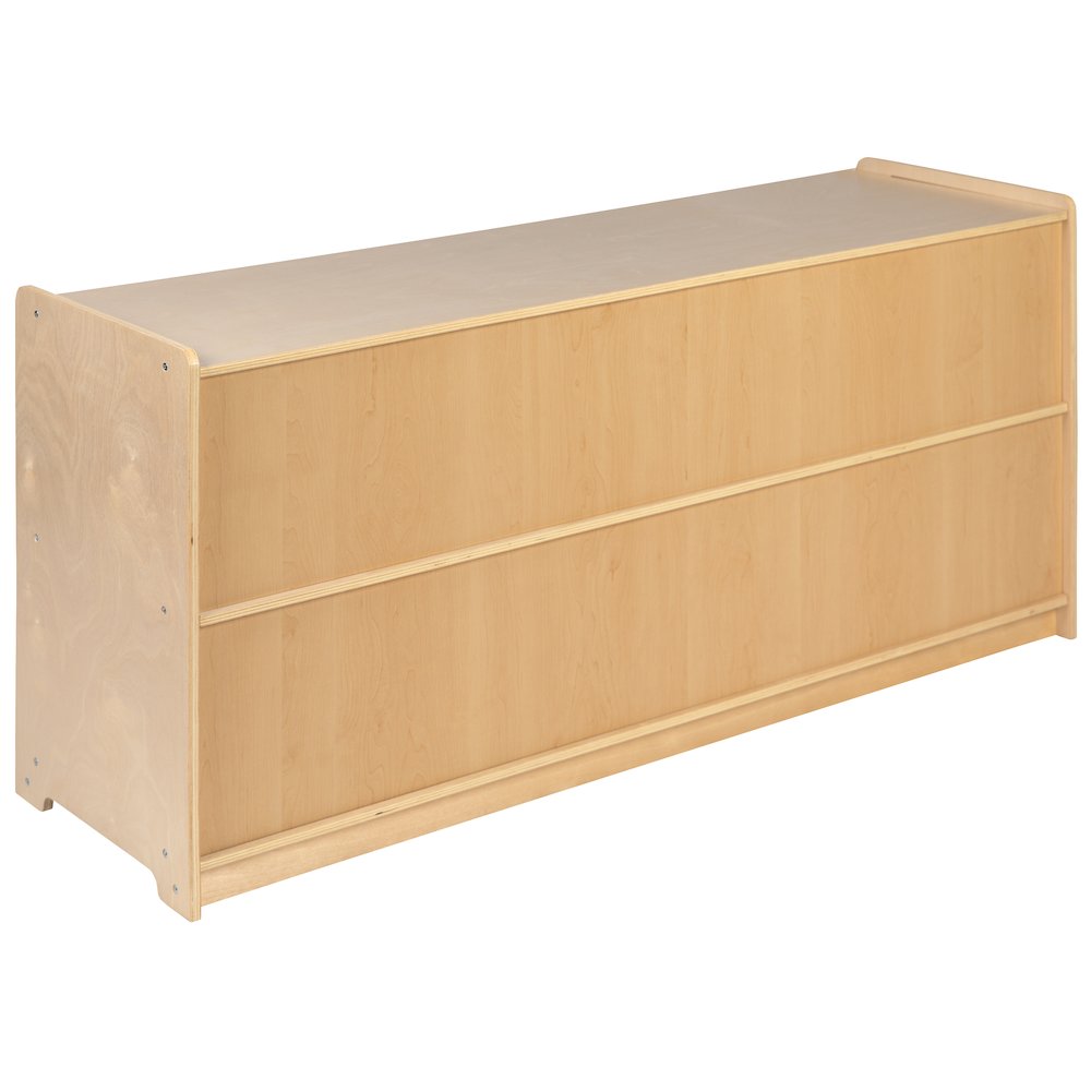 Wooden 2 Section School Classroom Storage Cabinet - 24"H x 48"L (Natural). Picture 8