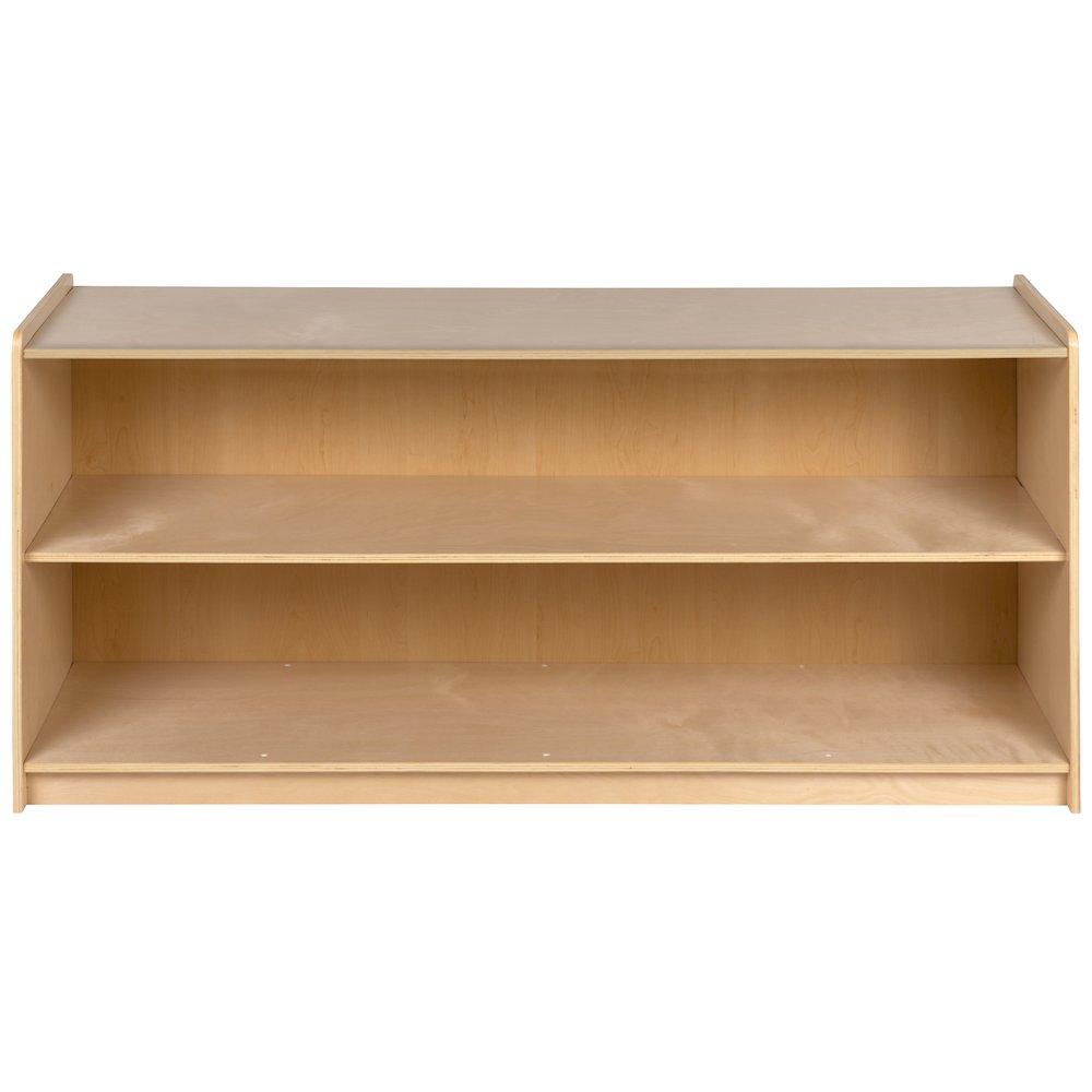 Wooden 2 Section School Classroom Storage Cabinet - 24"H x 48"L (Natural). Picture 10