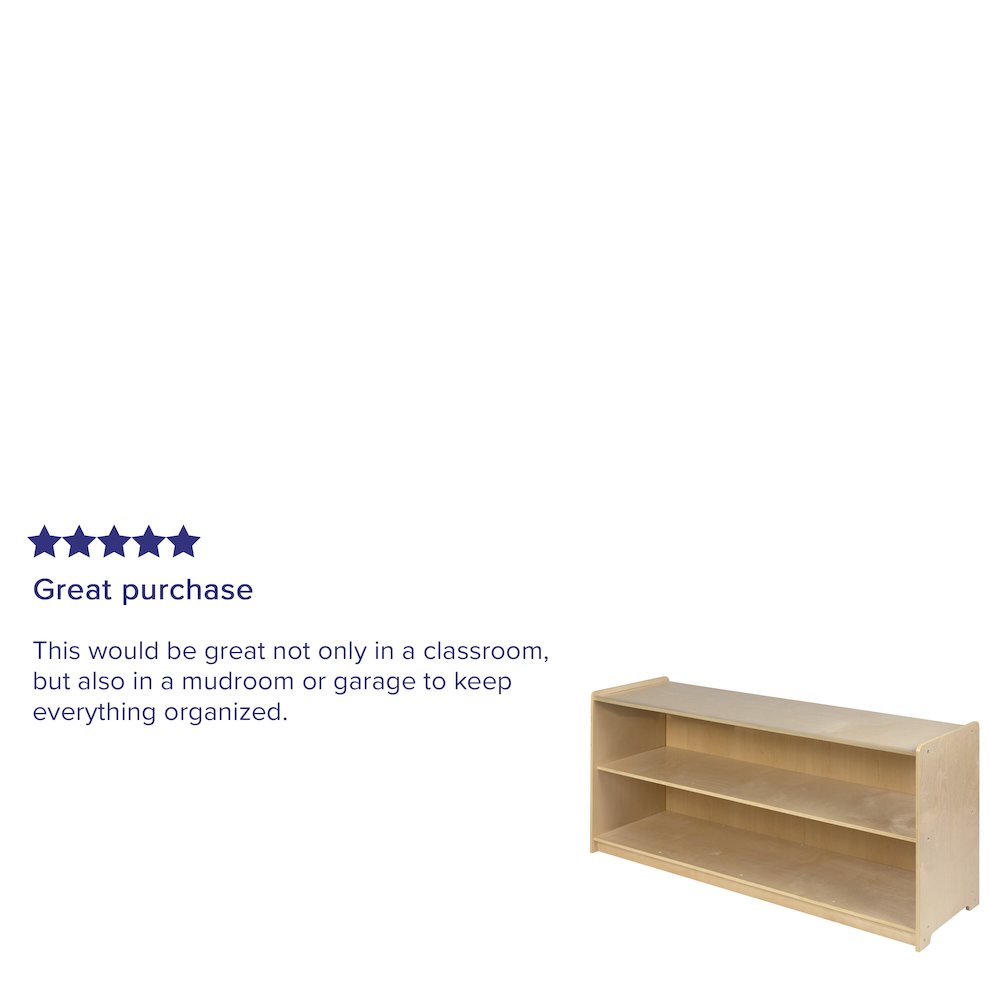 Wooden 2 Section School Classroom Storage Cabinet - 24"H x 48"L (Natural). Picture 5