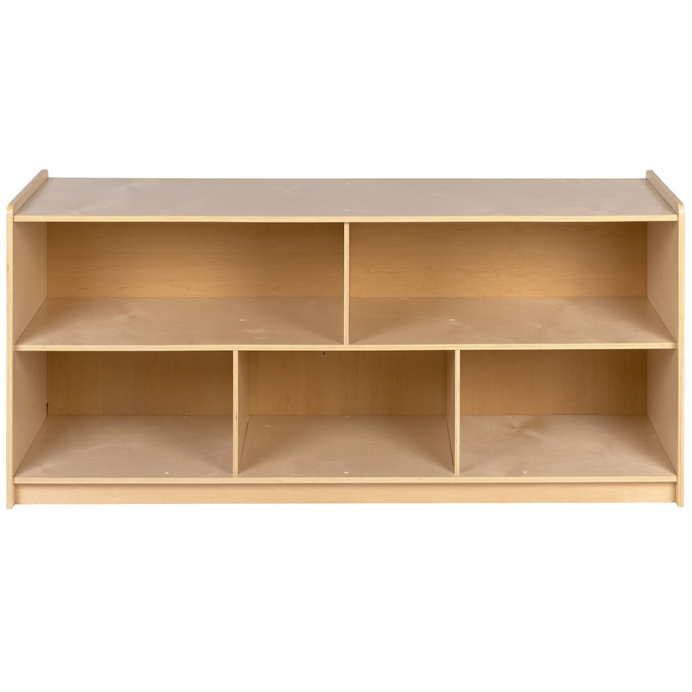 Wooden 5 Section School Classroom Storage Cabinet - 24"H x 48"L (Natural). Picture 10
