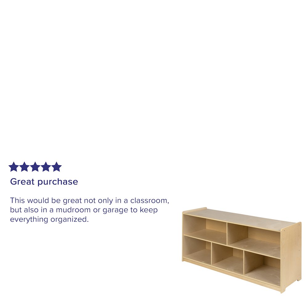 Wooden 5 Section School Classroom Storage Cabinet - 24"H x 48"L (Natural). Picture 5