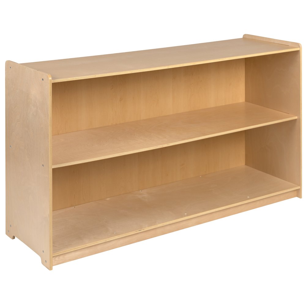 Wooden 2 Section School Classroom Storage Cabinet - 30"H x 48"L (Natural). Picture 1
