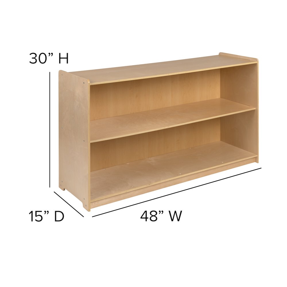 Wooden 2 Section School Classroom Storage Cabinet - 30"H x 48"L (Natural). Picture 7
