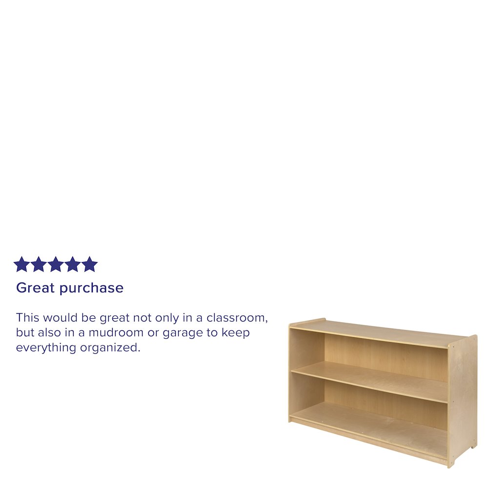 Wooden 2 Section School Classroom Storage Cabinet - 30"H x 48"L (Natural). Picture 5