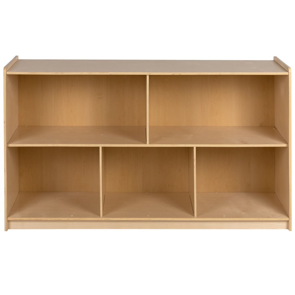 Wooden 5 Section School Classroom Storage Cabinet - 30"H x 48"L (Natural). Picture 10