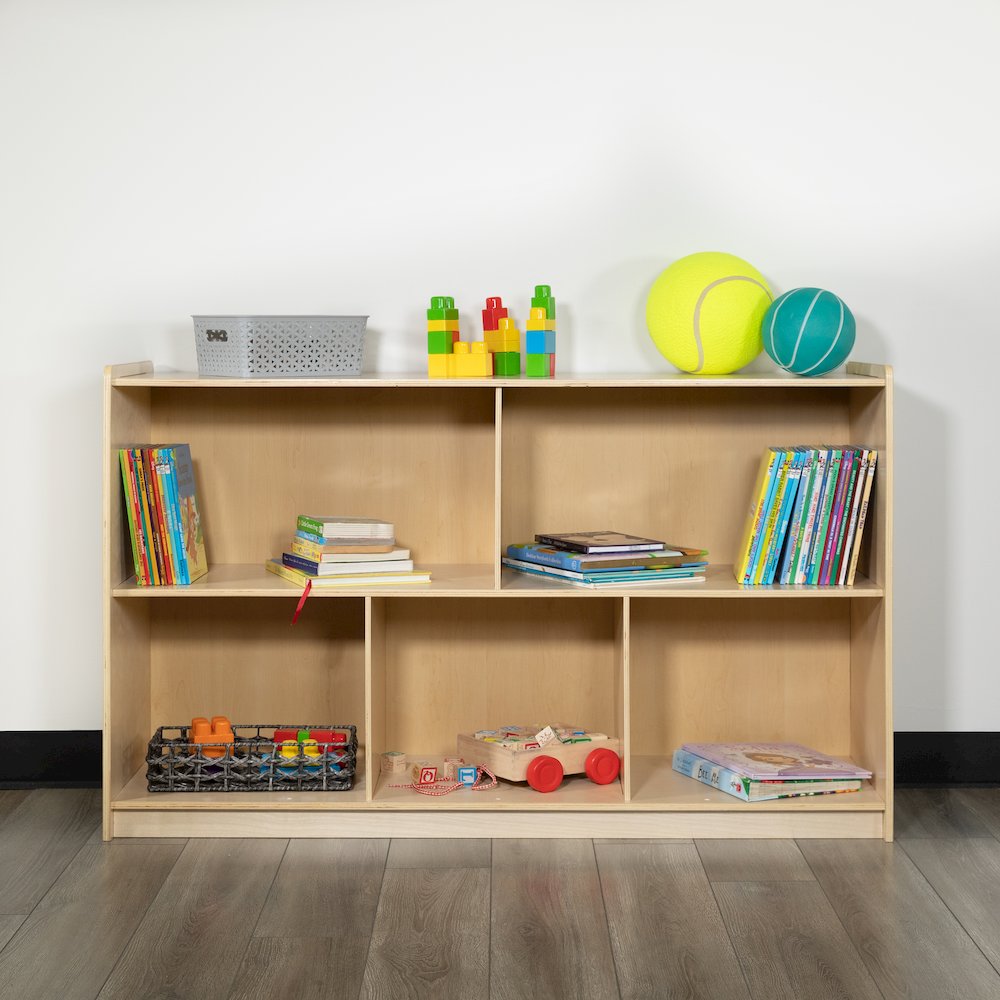 Wooden 5 Section School Classroom Storage Cabinet - 30"H x 48"L (Natural). Picture 3